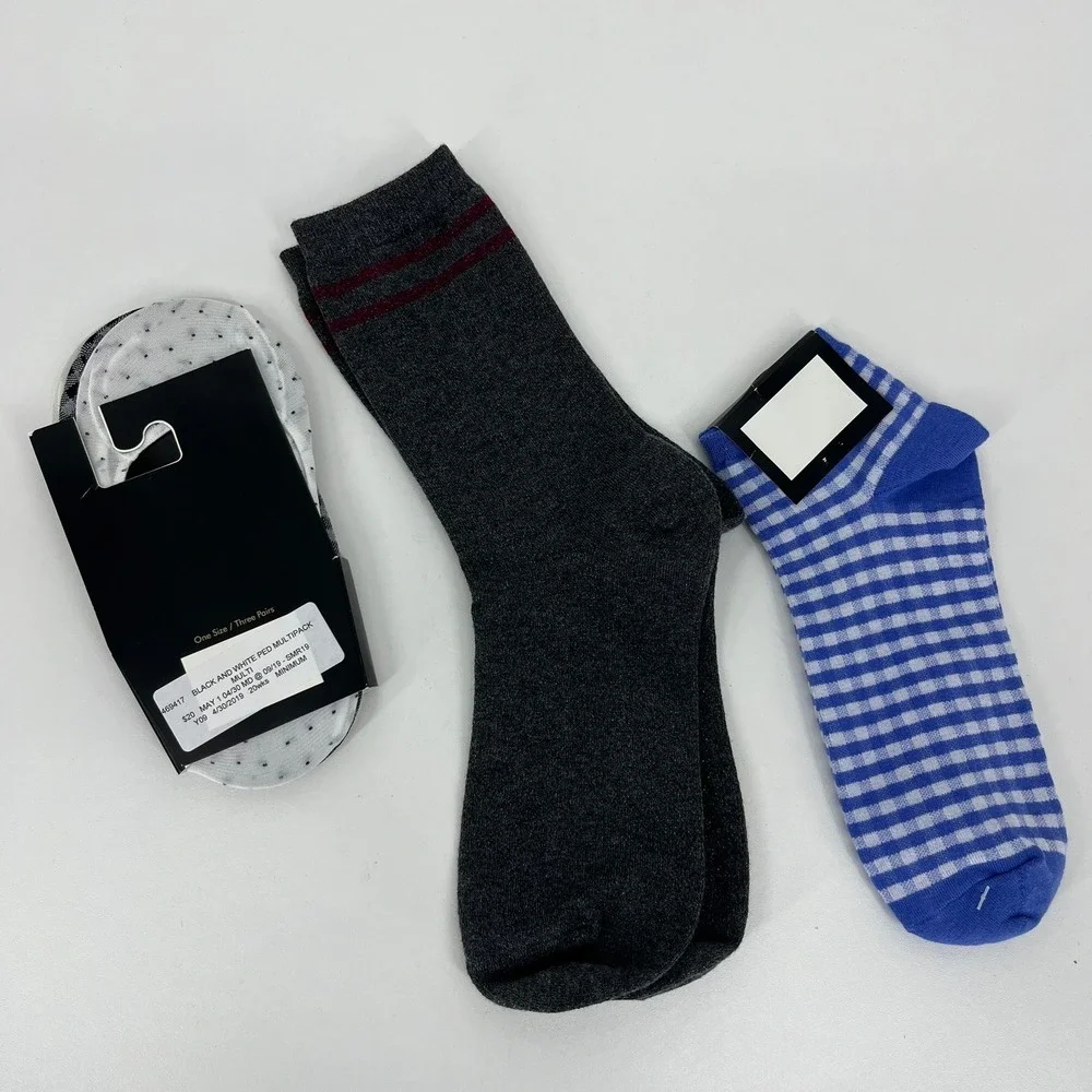 Banana Republic Womens Socks Multi Pack No Show Bootie Crew Gingham Polka Dot